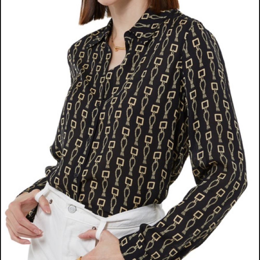 L'Agence 100% Silk Nina Keyring Blouse
